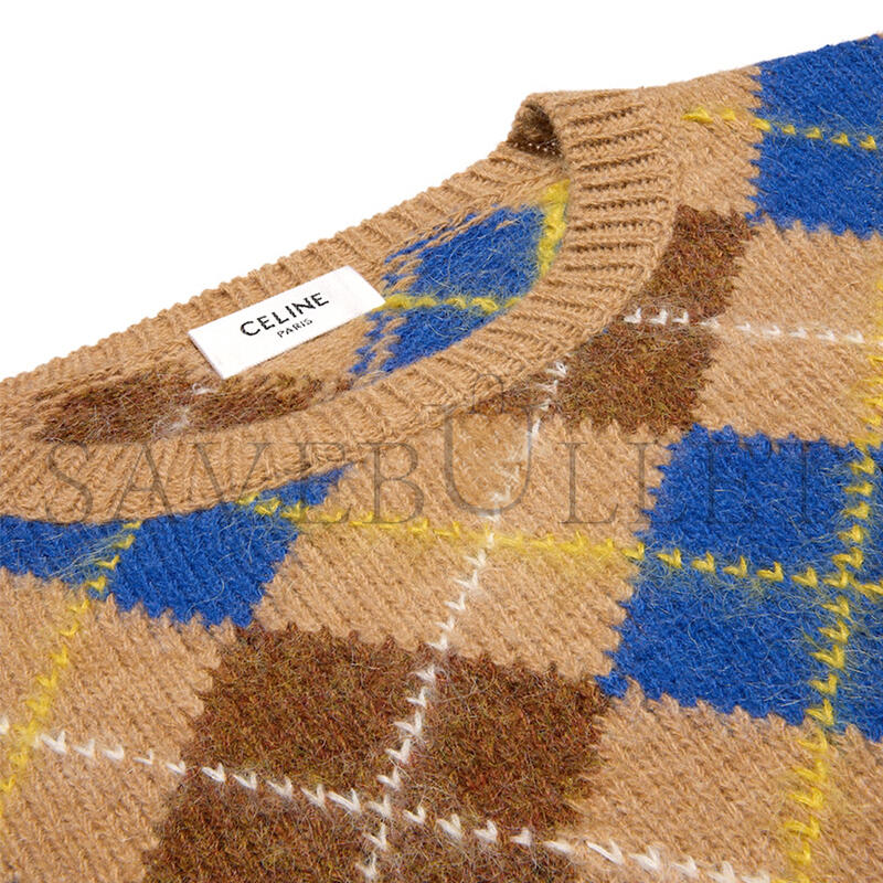 CELINE CREWNECK SWEATER IN ARGYLE WOOL RY0LI0V32.GDU5